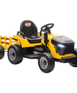 AIYAPLAY 12V Ride on Tractor and Trailer with Remote Control, Music, Shifter, Start-Up Sound, for Kids Ages 3-8 Years, Yellow