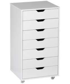 Vinsetto Seven-Drawer Filing Cabinet, with Wheels - White