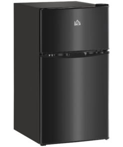 HOMCOM 88L Under Counter Fridge Freezer, Small Refrigerator with 5-Setting, 3 Star Freezer Rating, Black