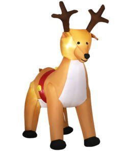 HOMCOM 6ft Christmas Inflatable Reindeer Decoration Xmas Indoor Outdoor Fun w/ Lights Accessories Holiday Blow Up Decor Animal