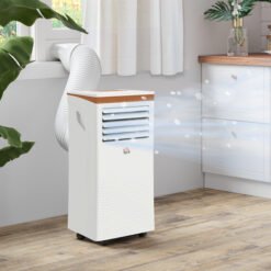 HOMCOM Portable Air Conditioner 7000 BTU, 4-in-1 Mobile Air Conditioning Unit with Cooling, Fan, Dehumidifier & Sleep Mode, LED Display, Remote Control, 24H Timer, Window Kit for Rooms up to 26?