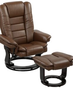 HOMCOM Faux Leather 135° Reclining Chair and Footstool - Brown