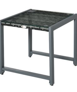 Outsunny Rattan End Table Side Coffee Desk Outdoor Patio Wicker Sofa Chat Garden Furniture