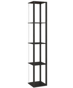 HOMCOM RGB LED Floor Lamp with Shelves, Modern Dimmable Standing Lamp with Remote Control, Adjustable Brightness & Speed for Living Room, Bedroom, Office, Black