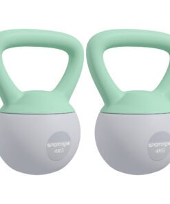 SPORTNOW 2 x 4kg Soft Kettlebell, Kettle Bell with Non-Slip Handle, for Home Gym, Strength Training, Cardio - Grey and Green