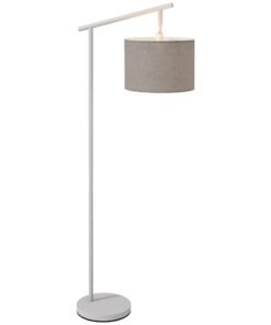 HOMCOM Metal Frame Floor Lamp with 350 Degree Rotating Lampshade, for Living Room and Bedroom, LED Bulb Included, Grey