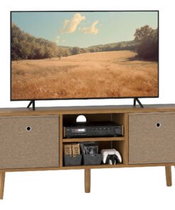 HOMCOM TV Cabinet Stand Unit for TVs up to 50'' with Foldable Drawers, Entertainment Centre for Living Room Brown