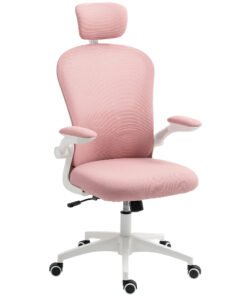 Vinsetto Multi-Adjustable Office Chair, with Lumbar Support, Headrest and Mesh Back - Pink