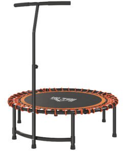 HOMCOM Mini Round Steel Frame Trampoline w/ Adjustable Handle, Orange
