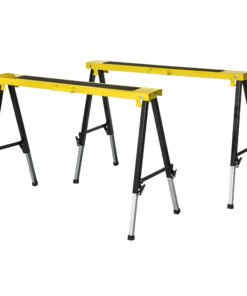 DURHAND 2PCS Saw Horse Twin Pack Folding Workbench Adjustable Metal Trestle Stands with Non-slip EVA Surface for Sawing Work Max Load 100kg