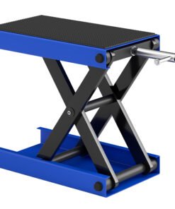 DURHAND 500KG Motorcycle Lift Scissor Jack, Height Adjustable Motorbike Stand with Anti-Slip Wide Deck, Heavy Duty Steel Motorbike Repair Lift Hoist Stand for Home Garage, Blue