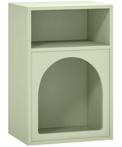 HOMCOM Bedside Table with 2 Open Compartments - Light Green