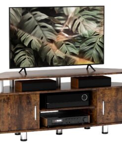 HOMCOM TV Unit Cabinet for TVs up to 55 Inches with Storage Shelves and Cupboard, Entertainment Centre for Living Room, Rustic Brown