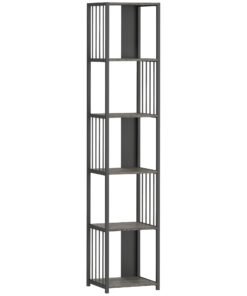 HOMCOM 5-Tier Bookshelf with Steel Frame - Grey