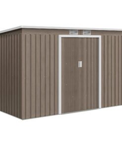 Outsunny 4 x 9ft Metal Shed, with Foundation Shed - Brown