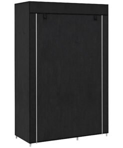 HOMCOM Fabric Wardrobe, Portable Wardrobe with 6 Shelves, 1 Hanging Rail, Foldable Closets, 103 x 43 x 162.5 cm, Black