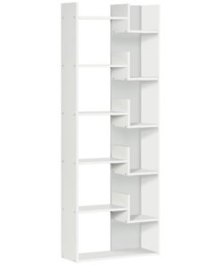 HOMCOM Modern Book Shelf with 11 Open Shelves, 6-Tier Bookcase, Freestanding Shelving Unit for Home Office and Study, White