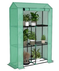 Outsunny 40 x 100cm Three Shelf Steel Frame Greenhouse - Green