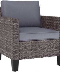 Outsunny Single Rattan Armchair, with Cushions - Mixed Grey