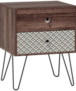 HOMCOM Nightstand, 2-Drawer Bedside Table, Bedside Cabinet, Sofa End Side Table for Living Room, Bedroom, Rustic Brown
