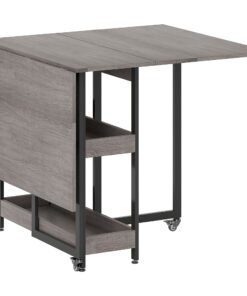 HOMCOM Four-Person Drop Leaf Table - Grey Wood-Effect