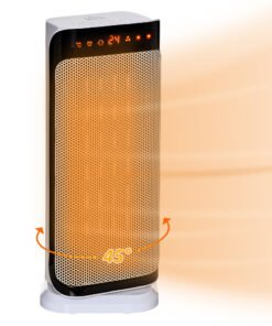 HOMCOM 2000W Electric Heater, PTC Ceramic Portable Fan Heater with Overheating & Tip-Over Protection, 8H Timer, 45° Oscillating Heater for Home, Office, Study, Bedroom