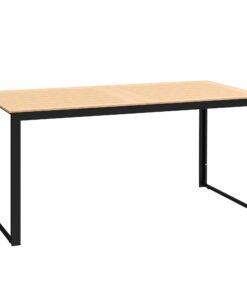 Outsunny Garden Table for 6 People, 160 x 80 x 75 cm Rectangle Outdoor Dining Table with Slatted Top, Metal Frame, for Balcony, Deck, Teak