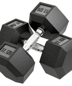 HOMCOM 2x17.5KG Rubber Hex Dumbbell Portable Hand Weights Dumbbell Home Gym
