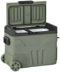 Outsunny 45L Two Compartment Car Fridge Cooler - Green