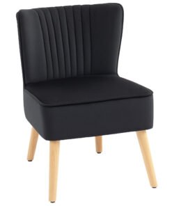 HOMCOM Modern Accent Chair, Fabric Living Room Chair with Rubber Wood Legs and Thick Padding, Black