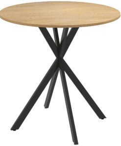HOMCOM 80cm Industrial Round Dining Table - White Oak