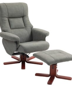 HOMCOM Faux Microfibre Leather Manual Recliner and Footstool Set - Grey