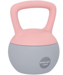 SPORTNOW 10KG Soft Kettlebell, Kettlebell with Non-Slip Handle for Home Gym, Weight Lifting, Strength Training, Pink/Grey