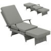 Outsunny 80° Reclining Rattan Lounger - Grey