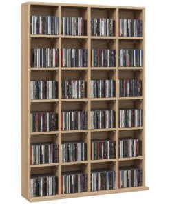 HOMCOM CD Storage Unit with Adjustable Shelves, 89 x 130.5 cm, Nature Wood Finish