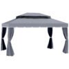 Outsunny 3 x 4m Aluminium Garden Gazebo, Marquee Canopy Shelter Pavilion Party Tent with Nets and Curtains for Garden and Deck, Dark Grey