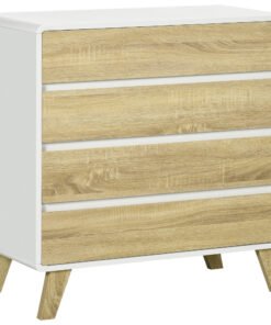 HOMCOM Chest of Four Drawers - Wood-Effect/White