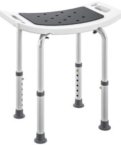 HOMCOM Shower Chair, Adjustable Height Shower Stool with Aluminium Frame and Non-Slip Feet, Bathtub Stool Seat for Elderly Disabled Handicap, Grey