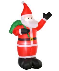 HOMCOM 8ft Christmas Inflatable Santa Holiday Yard Decoration with LED Lights, Indoor Outdoor Lawn Blow Up Decor