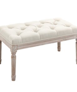 HOMCOM 80cm End of Bed Bench, Window Seat, Tufted Bench for Bedroom, Hallway, Living Room, Cream White