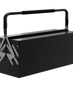 DURHAND 3 Tier Metal Toolbox, 5 Tray Professional Portable Tool Box with Carry Handle for Workshop, 56cmx20cmx34cm, Black