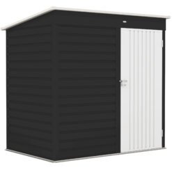 Outsunny 6 x 4ft Metal Garden Storage Shed, Outdoor Tool Storage Shed with Lockable Door and Gloves for Garden, Patio, Dark Grey
