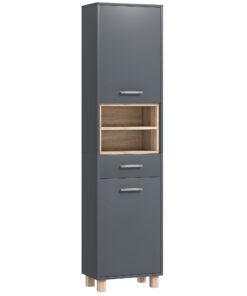 HOMCOM Tall Bathroom Storage Cabinet, Bathroom Storage Unit, Freestanding Bathroom Cabinet with Open Shelves and Drawer