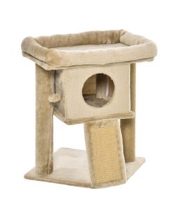 PawHut Cat Tree Tower for Indoor Cats Cat Scratching Post Climbing Activity Centre w/Jute Scratching Pad, Toy Ball, Cat House - Coffee