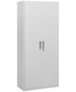 HOMCOM Metal Filing Cabinet Lockable Office Storage Cabinet with 5 Adjustable Shelf, White