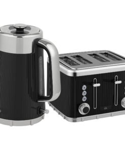 HOMCOM Electric Stainless Steel Kettle and Toaster Set, 3000W 1.7L UK Strix Thermostat Fast Boil Kettle w/ Limescale Filter, Cool Touch Body, 4 Slice Toaster with 7 Browning Levels, Crumb Tray, Black