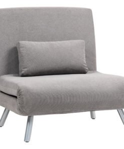 HOMCOM Single Velvet-Feel Chair Bed - Grey
