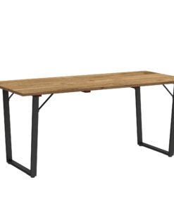 Outsunny 6 Seater Wooden Garden Dining Table, 175 x 80 cm Rectangular Outdoor Dining Table with 5cm Parasol Hole and Slatted Top, Weather Resistant for Patio, Terrace, Brown