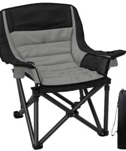 Outsunny Portable Padded Camping Chair, with Bag - Black/Grey