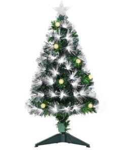HOMCOM 3ft White Light Artificial Christmas Tree w/ 90 LEDs Star Topper Tri-Base Full Bodied Seasonal Decoration Pre-Lit Home
